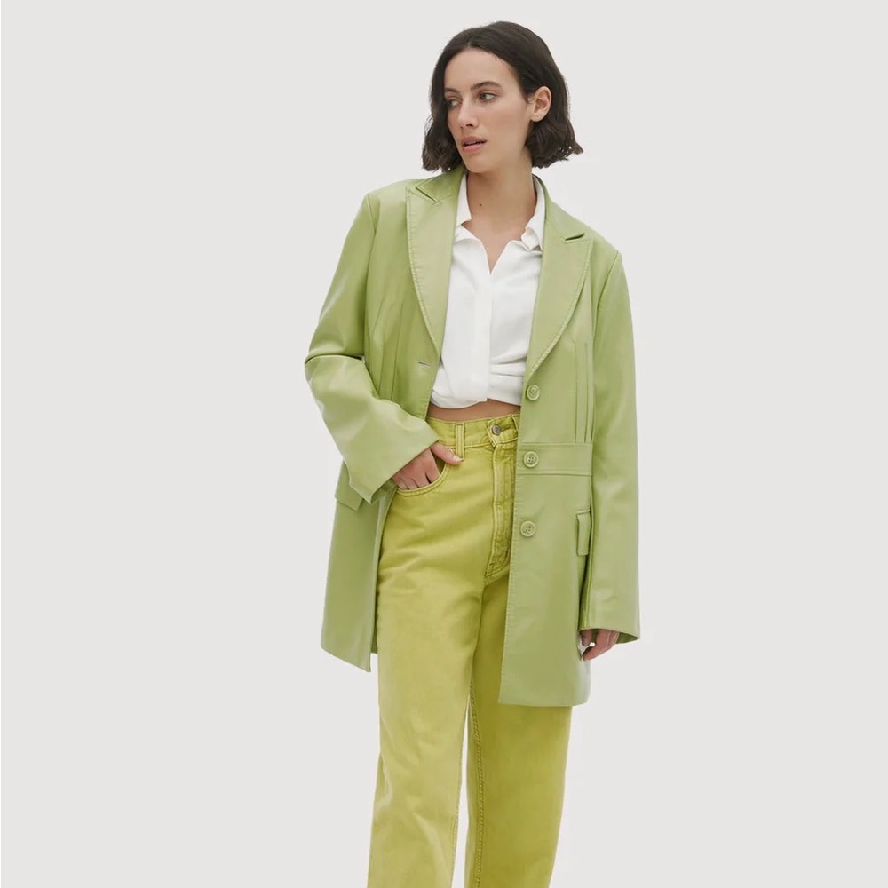 NWT Noize Rumours Vegan Leather Jacket in moss green